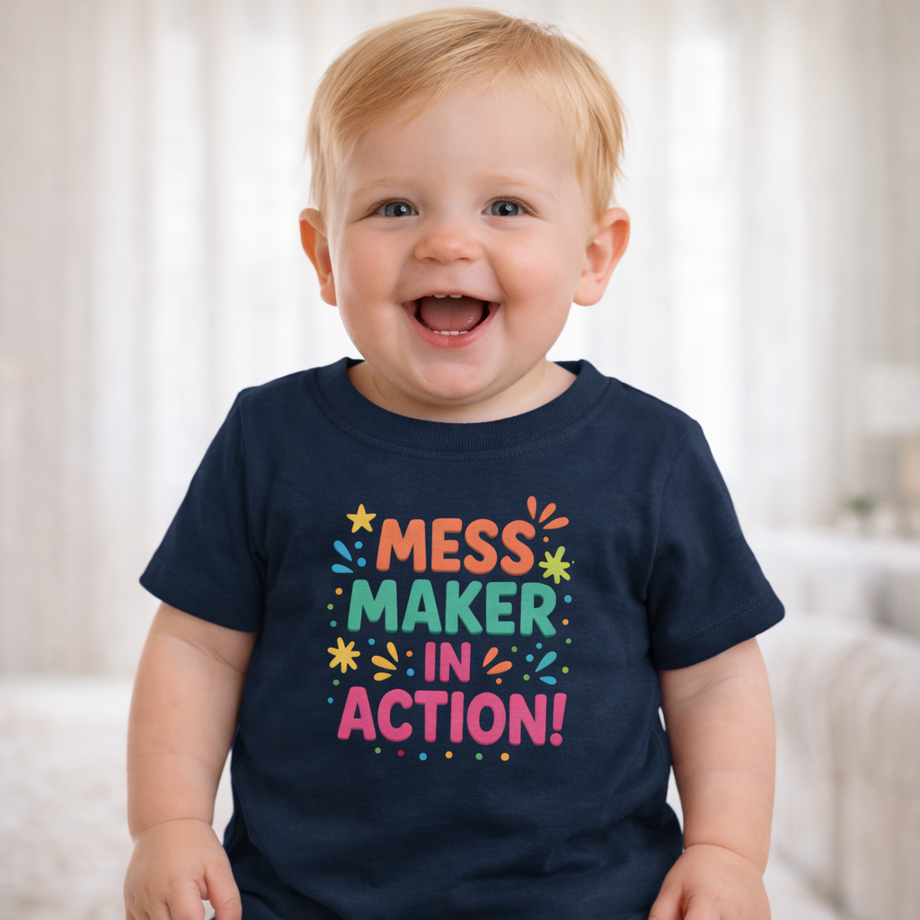 ''Mess Maker in Action'' Toddler T‑Shirt