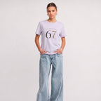 Kiksy My Patience Level is 6.7 lilac slogan t-shirt for women