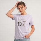 Kiksy My Patience Level is 6.7 lilac slogan t-shirt for women