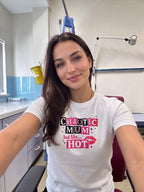 Kiksy white cotton slogan t-shirt featuring Chaotic Mum but like Hot graphic print styled