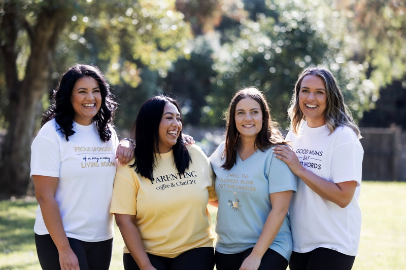 Kiksy brand story — a mum wearing our organic sweatshirt